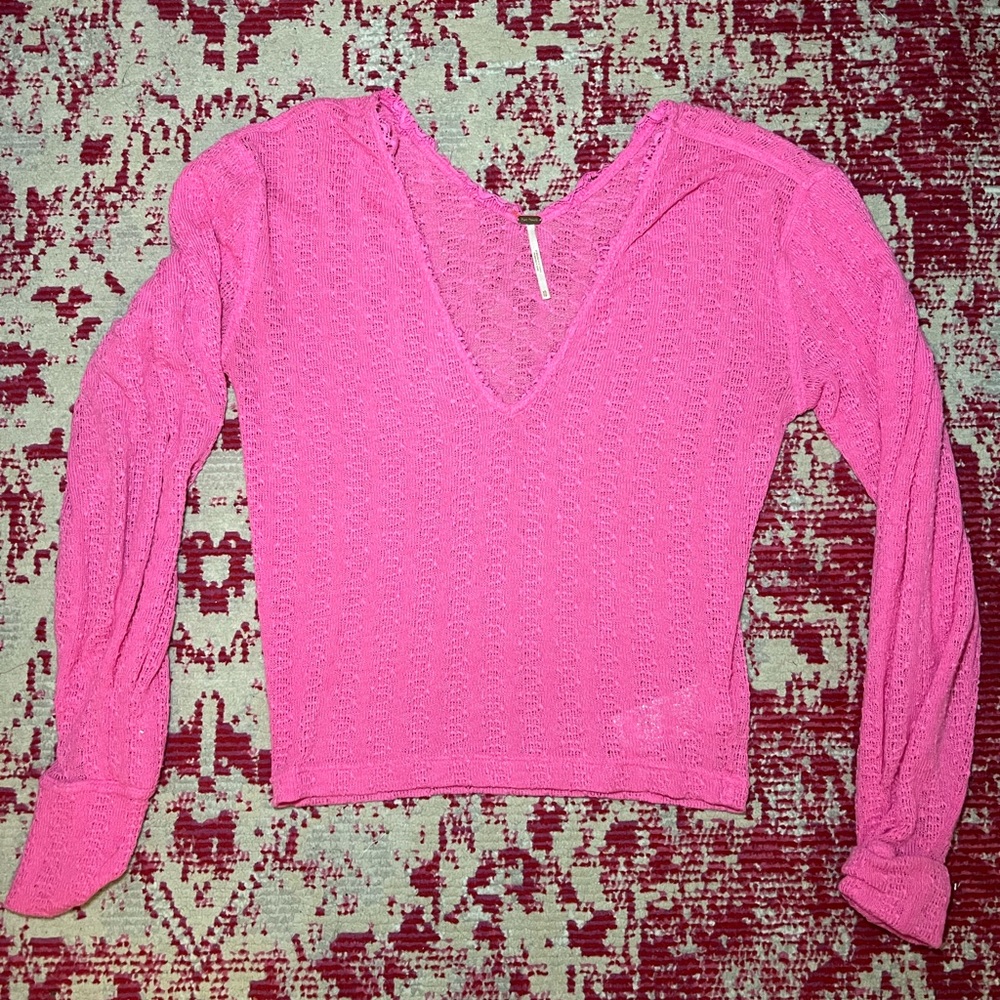 Free People Pink Lace Sweater